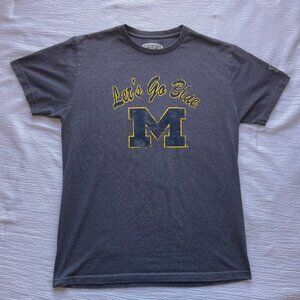 Michigan Wolverines Football Block M "Let's Go Blue" Gray T-Shirt Size Large